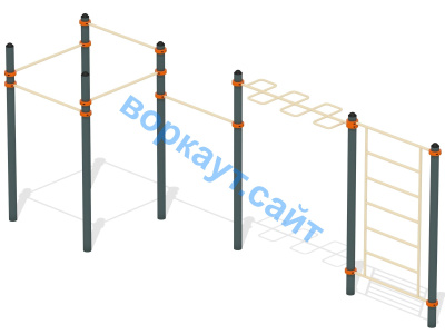 Воркаут турники с шведской стенкой и рукоходом  ВС-21 в Севастополе