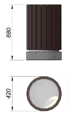 Урна деревянная круглая с бетонным основанием МАФ 1632 в Севастополе