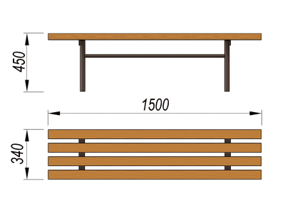 Лавочка без спинки МАФ 1601 в Севастополе