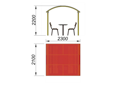 Стол и лавки под навесом МАФ 4005 в Севастополе